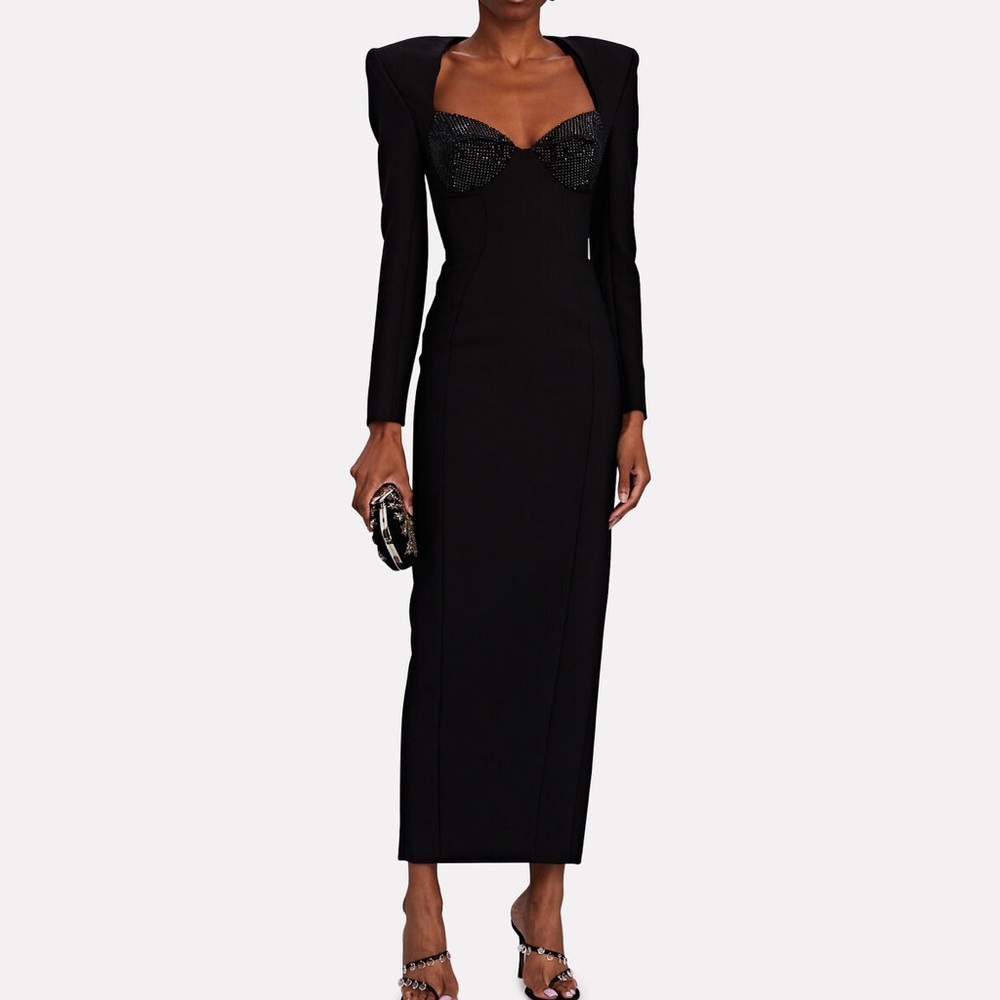 Nwt AREA NYC black embellished gown